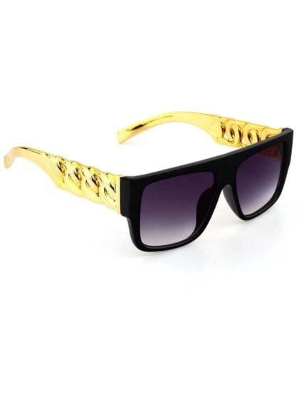 Black rapper gold chain glasses with gold chain style arms sunglasses