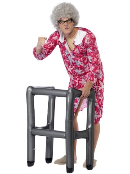 Inflatable grey walker costume accessory for old person and grandparent costumes