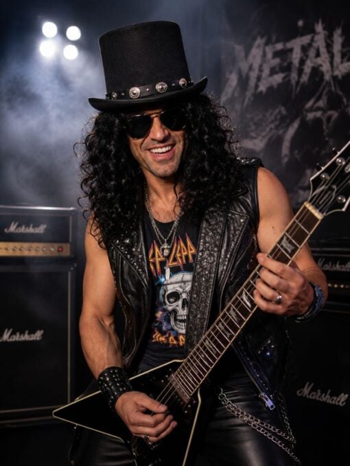 Rocker Top Hat Slash Style | 80s Rock Costume Hat - Image 3