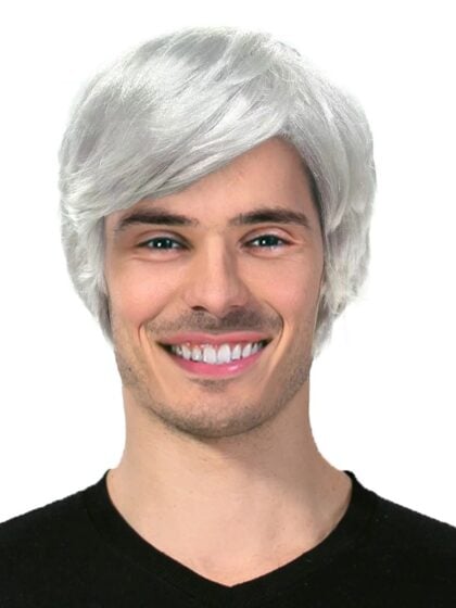 Silver mens grey wig short style for 100 days of school