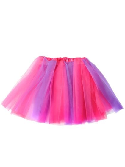 Pink purple tutu skirt with an elastic waistband and layered tulle.