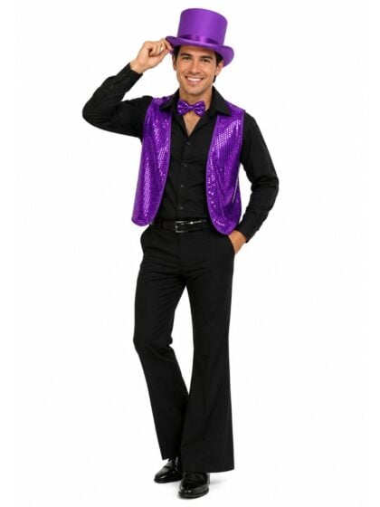 Purple sequin vest with matching adjustable purple sequin bow tie