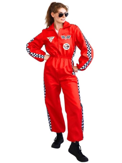 Red Racing Driver Costume Womens Fancy Dress