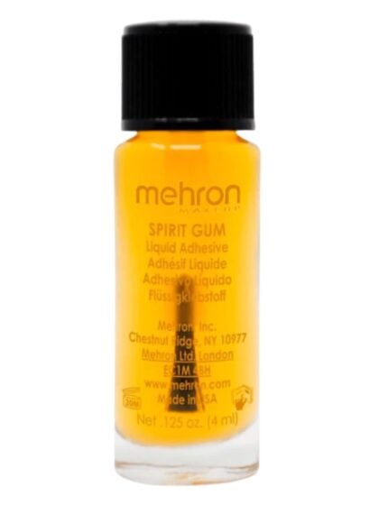 Mehron Spirit Gum 4ml liquid adhesive bottle for securing prosthetics, wigs and facial hair.
