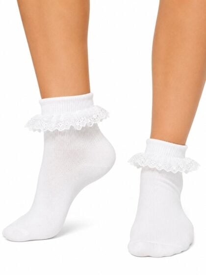 White Bobby Socks with lace trim for 50s costume