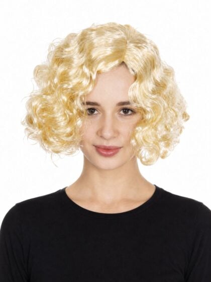Blonde curly flapper wig with short chin-length curls