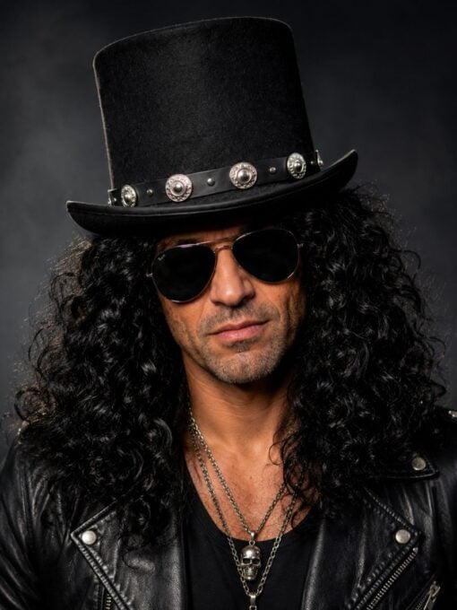 Rocker Top Hat Slash Style | 80s Rock Costume Hat - Image 4