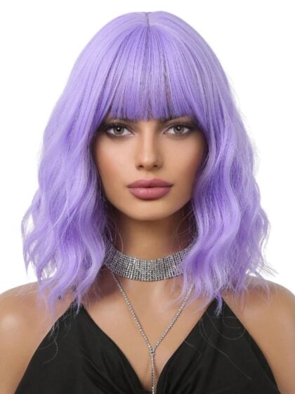 Lavender Wavy Bob Wig
