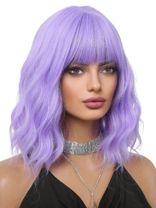 Lavender Wavy Bob Wig - Image 5