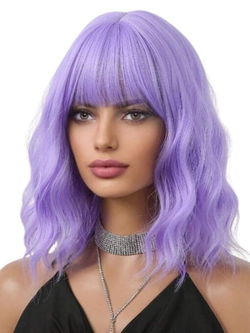Lavender Wavy Bob Wig - Image 3