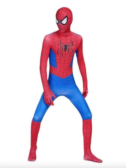 red and blue spider hero costume