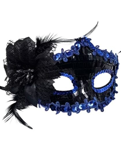 Blue Sequin Masquerade Mask