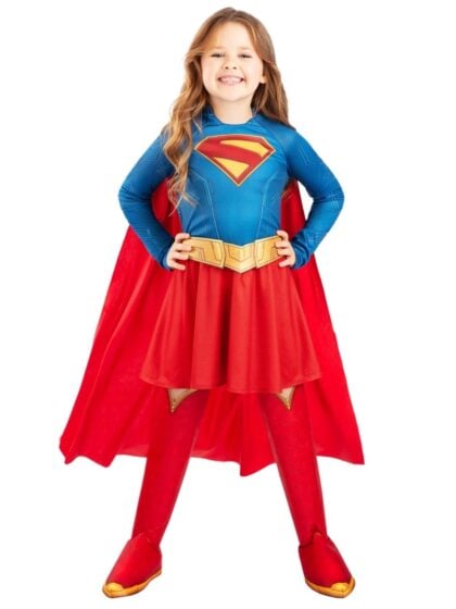 Deluxe Supergirl costume with dress, cape, belt and shoe covers