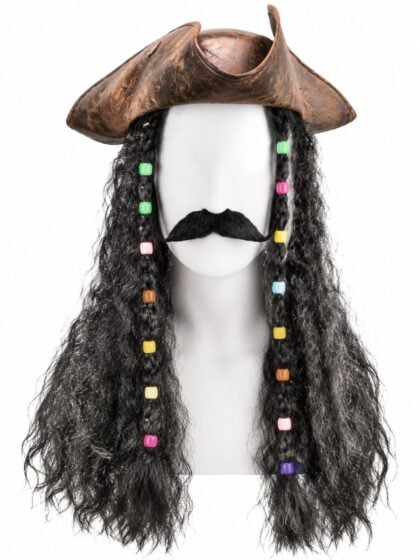brown pirate hat with hair